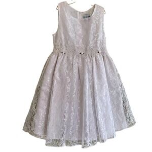 Sugar Plum Floral Lace Flower Girl First Communion Dress Sleeveless Made in USA